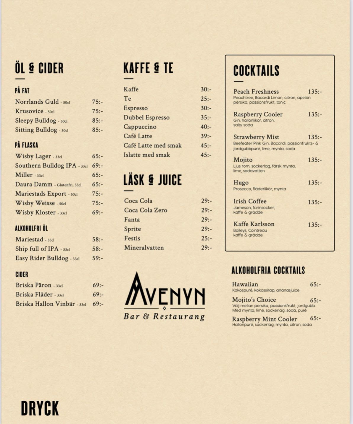 Avenyn Katrineholm Katrineholm Dryckesmeny