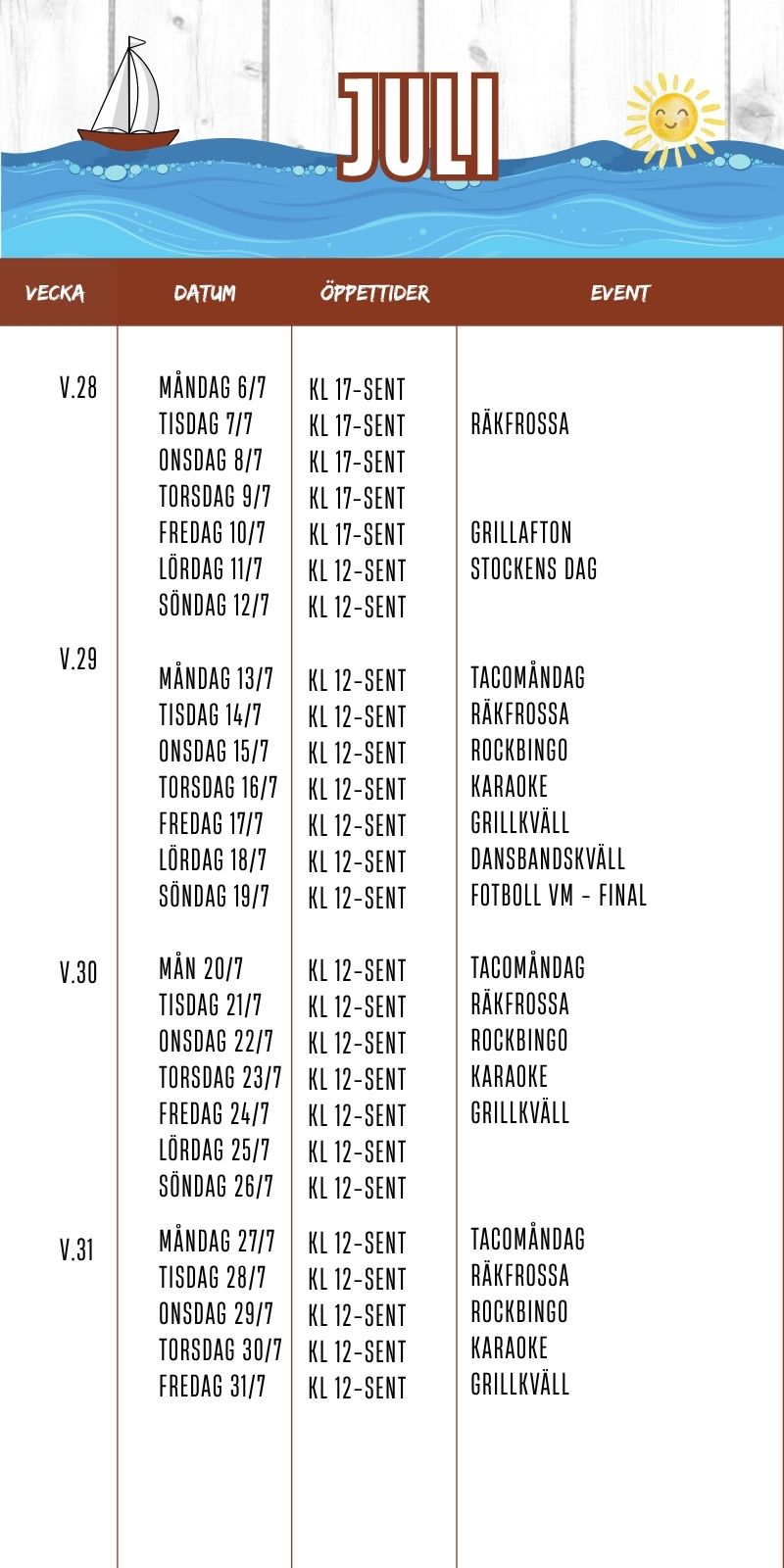 Schema juli